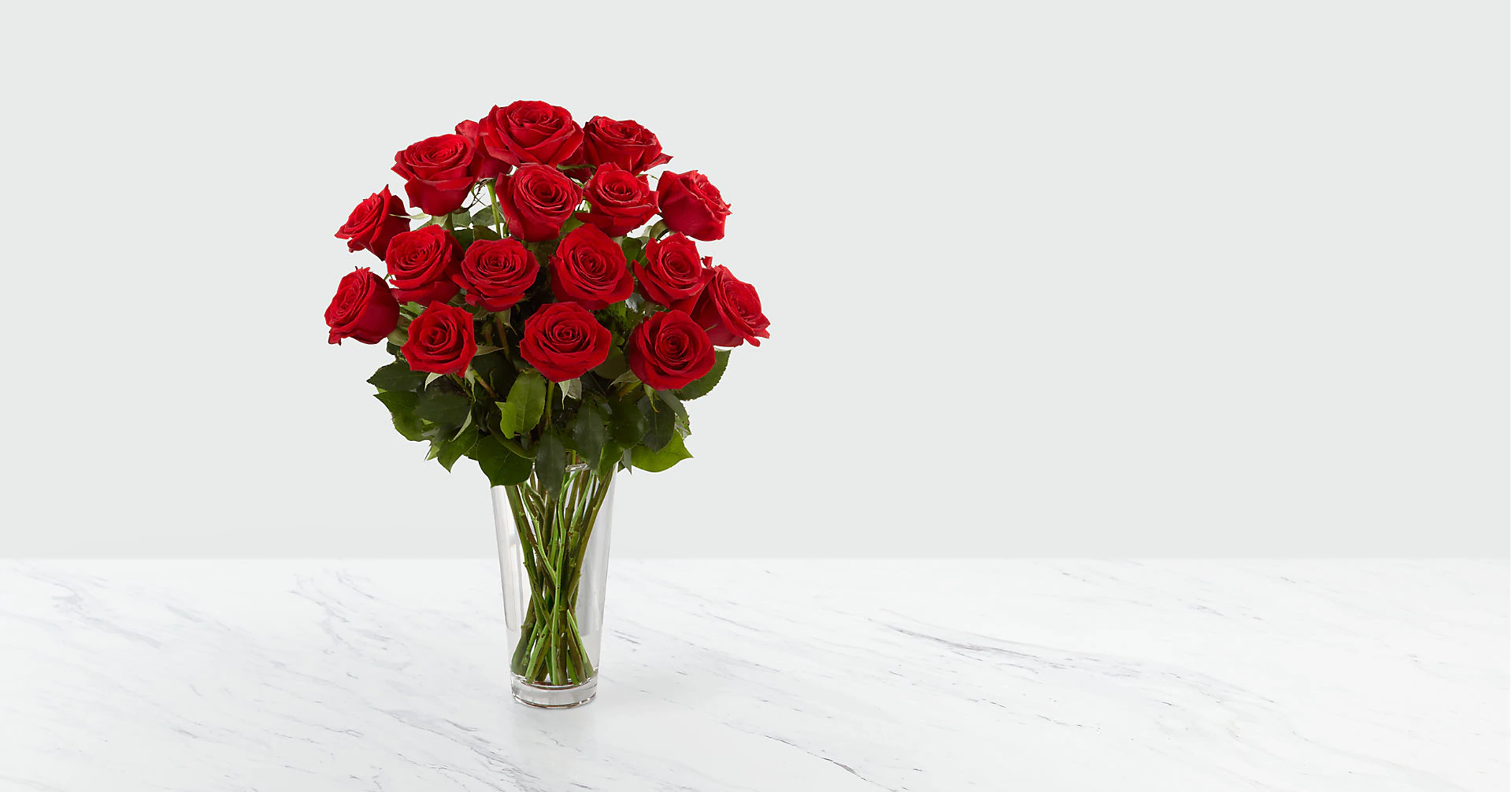Long Stem Red Rose Bouquet - VASE INCLUDED PRICE